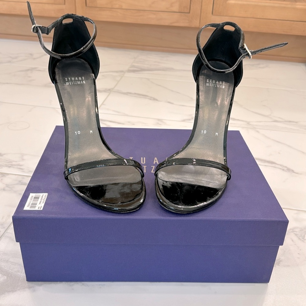 Stuart Weitzman Nudist Black Patent